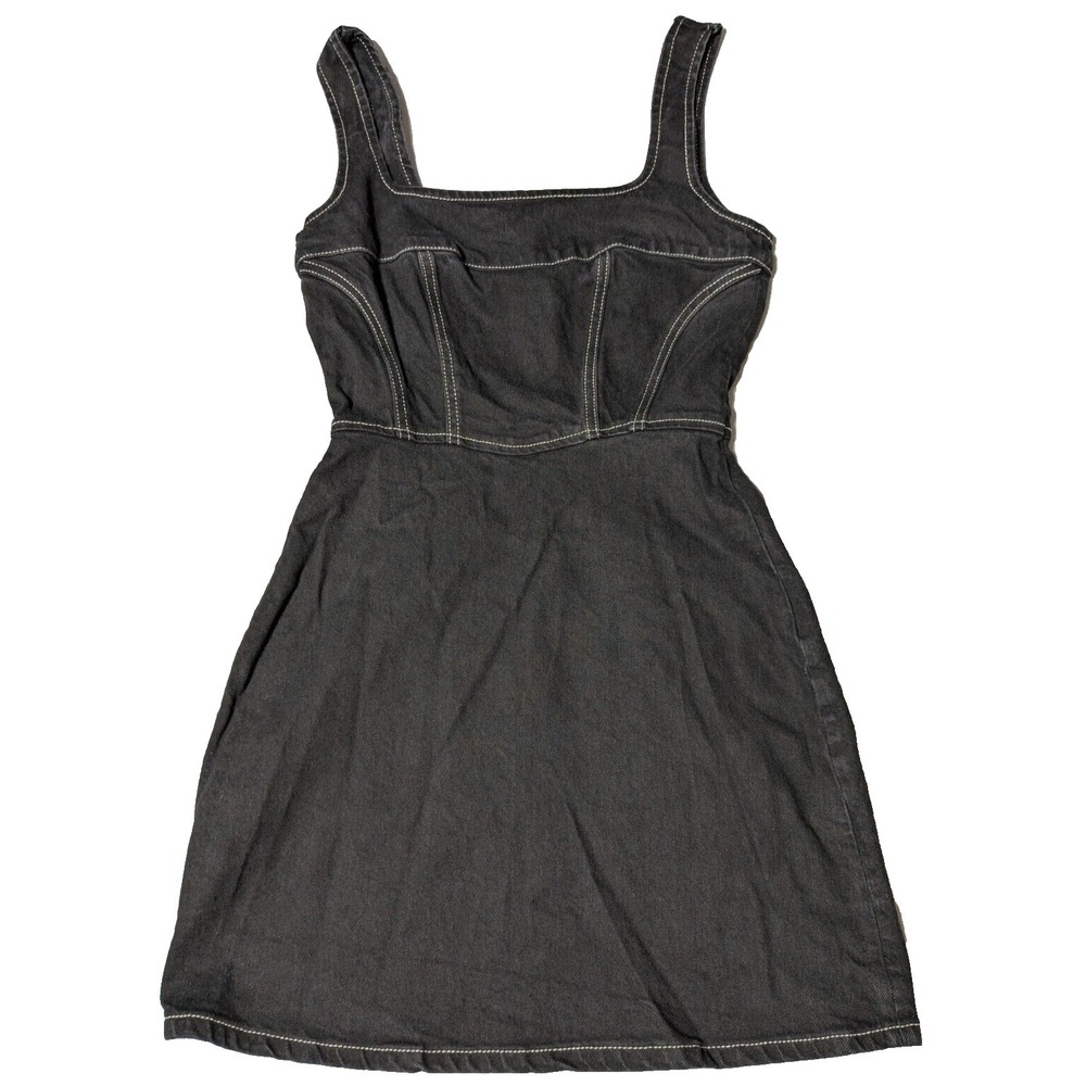 REFORMATION JEANS DAVIES BUSTIER Women 2 Black Organic Cotton Denim Mini Dress